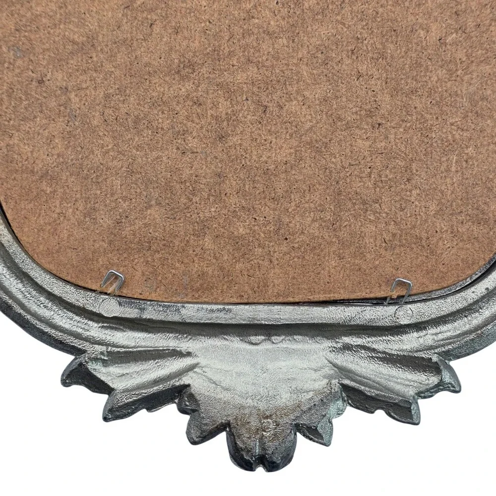 Vintage Italian Ornate Wall Mirror Antique Silver Rococo Baroque Frame Italy